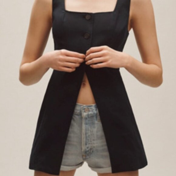 Anthropologie Black Sleeveless Long Vest - Picture 1 of 5